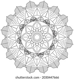Leaf Flower Petal Coloring Mandala Art Simple Graphic Shape Vector Floral Oriental Outline Vintage Decorative Elements Pattern Illustration Islam Arabic Indian Turkish Mystic Religion Morals Lotus