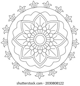 Leaf Flower Petal Coloring Mandala Art Simple Graphic Shape Vector Floral Oriental Outline Vintage Decorative Elements Pattern Illustration Islam Arabic Indian Turkish Mystic Religion Morals Lotus