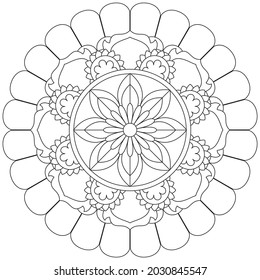 Leaf Flower Petal Coloring Mandala Art Simple Graphic Shape Vector Floral Oriental Outline Vintage Decorative Elements Pattern Illustration Islam Arabic Indian Turkish Mystic Religion Morals Lotus