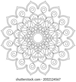 Leaf Flower Petal Coloring Mandala Art Simple Graphic Shape Vector Floral Oriental Outline Vintage Decorative Elements Pattern Illustration Islam Arabic Indian Turkish Mystic Religion Morals Lotus