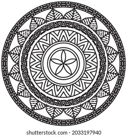 Flor de hoja Color de Petal Mandala Arte Forma gráfica Simple Vector Floral Esquema oriental Elementos decorativos de época Patrón Ilustración Islam Árabe India Turco Mística Religión Morales Lotus