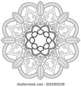 Leaf Blume Petal Farbe Mandala Kunst einfache grafische Form Vektorflorale Orientale Outline Vintage Dekorative Elemente Muster Illustration Islam Arabische indische türkische Religion Morals Lotus