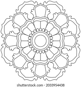 Leaf Flower Petal Coloring Mandala Art Simple Graphic Shape Vector Floral Oriental Outline Vintage Decorative Elements Pattern Illustration Islam Arabic Indian Turkish Mystic Religion Morals Lotus