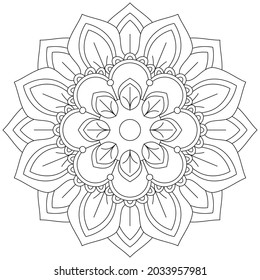 Leaf Flower Petal Coloring Mandala Art Simple Graphic Shape Vector Floral Oriental Outline Vintage Decorative Elements Pattern Illustration Islam Arabic Indian Turkish Mystic Religion Morals Lotus