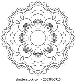 Leaf Flower Petal Coloring Mandala Art Simple Graphic Shape Vector Floral Oriental Outline Vintage Decorative Elements Pattern Illustration Islam Arabic Indian Turkish Mystic Religion Morals Lotus
