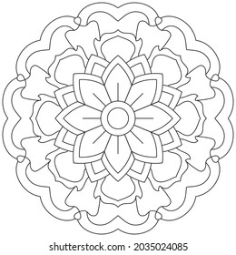 Leaf Flower Petal Coloring Mandala Art Simple Graphic Shape Vector Floral Oriental Outline Vintage Decorative Elements Pattern Illustration Islam Arabic Indian Turkish Mystic Religion Morals Lotus