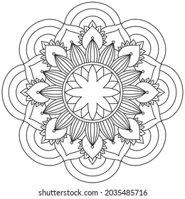 Leaf Flower Petal Coloring Mandala Art Simple Graphic Shape Vector Floral Oriental Outline Vintage Decorative Elements Pattern Illustration Islam Arabic Indian Turkish Mystic Religion Morals Lotus