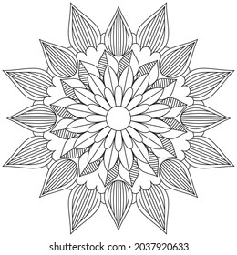 Leaf Flower Petal Coloring Mandala Art Simple Graphic Shape Vector Floral Oriental Outline Vintage Decorative Elements Pattern Illustration Islam Arabic Indian Turkish Mystic Religion Morals Lotus
