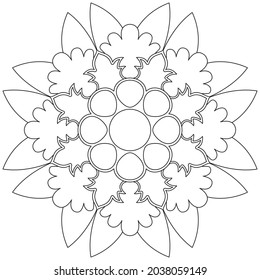 Leaf Flower Petal Coloring Mandala Art Simple Graphic Shape Vector Floral Oriental Outline Vintage Decorative Elements Pattern Illustration Islam Arabic Indian Turkish Mystic Religion Morals Lotus