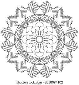 
Leaf Flower Petal Coloring Mandala Art Simple Graphic Shape Vector Floral Oriental Outline Vintage Decorative Elements Pattern Illustration Islam Arabic Indian Turkish Mystic Religion Morals Lotus