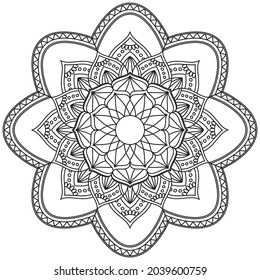 Flor de hoja Color de Petal Mandala Arte Forma gráfica Simple Vector Floral Esquema oriental Elementos decorativos de época Patrón Ilustración Islam Árabe India Turco Mística Religión Morales Lotus