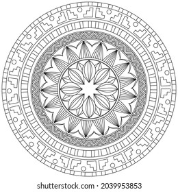 Flor de hoja Color de Petal Mandala Arte Forma gráfica Simple Vector Floral Esquema oriental Elementos decorativos de época Patrón Ilustración Islam Árabe India Turco Mística Religión Morales Lotus