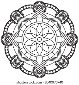 Leaf Flower Petal Coloring Mandala Art Simple Graphic Shape Vector Floral Oriental Outline Vintage Decorative Elements Pattern Illustration Islam Arabic Indian Turkish Mystic Religion Morals Lotus
