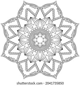 Leaf Flower Petal Coloring Mandala Art Simple Graphic Shape Vector Floral Oriental Outline Vintage Decorative Elements Pattern Illustration Islam Arabic Indian Turkish Mystic Religion Morals Lotus