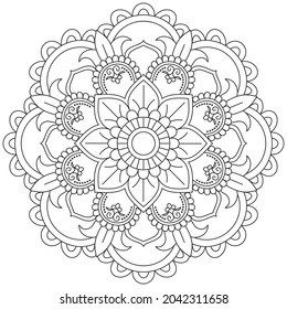 Leaf Flower Petal Coloring Mandala Art Simple Graphic Shape Vector Floral Oriental Outline Vintage Decorative Elements Pattern Illustration Islam Arabic Indian Turkish Mystic Religion Morals Lotus