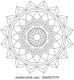Leaf Flower Petal Coloring Mandala Art Simple Graphic Shape Vector Floral Oriental Outline Vintage Decorative Elements Pattern Illustration Islam Arabic Indian Turkish Mystic Religion Morals Lotus