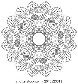Leaf Flower Petal Coloring Mandala Art Simple Graphic Shape Vector Floral Oriental Outline Vintage Decorative Elements Pattern Illustration Islam Arabic Indian Turkish Mystic Religion Morals Lotus