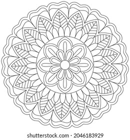 Flor de hoja Color de Petal Mandala Arte Forma gráfica Simple Vector Floral Esquema oriental Elementos decorativos de época Patrón Ilustración Islam Árabe India Turco Mística Religión Morales Lotus