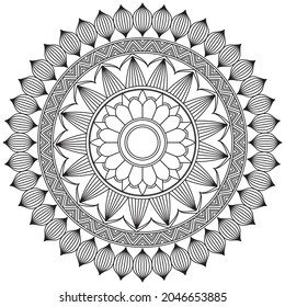 Flor de hoja Color de Petal Mandala Arte Forma gráfica Simple Vector Floral Esquema oriental Elementos decorativos de época Patrón Ilustración Islam Árabe India Turco Mística Religión Morales Lotus