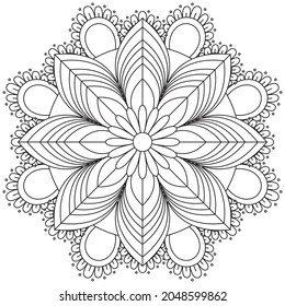 Leaf Flower Petal Coloring Mandala Art Simple Graphic Shape Vector Floral Oriental Outline Vintage Decorative Elements Pattern Illustration Islam Arabic Indian Turkish Mystic Religion Morals Lotus
