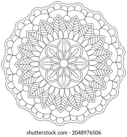 Leaf Flower Petal Coloring Mandala Art Simple Graphic Shape Vector Floral Oriental Outline Vintage Decorative Elements Pattern Illustration Islam Arabic Indian Turkish Mystic Religion Morals Lotus