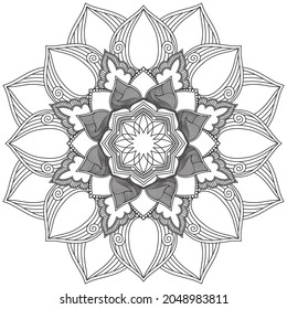 Leaf Flower Petal Coloring Mandala Art Simple Graphic Shape Vector Floral Oriental Outline Vintage Decorative Elements Pattern Illustration Islam Arabic Indian Turkish Mystic Religion Morals Lotus