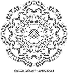 Leaf Flower Petal Coloring Mandala Art Simple Graphic Shape Vector Floral Oriental Outline Vintage Decorative Elements Pattern Illustration Islam Arabic Indian Turkish Mystic Religion Morals Lotus