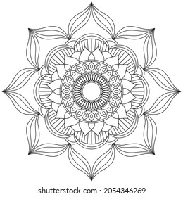 Leaf Flower Petal Coloring Mandala Art Simple Graphic Shape Vector Floral Oriental Outline Vintage Decorative Elements Pattern Illustration Islam Arabic Indian Turkish Mystic Religion Morals Lotus