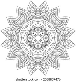 Leaf Flower Petal Coloring Mandala Art Simple Graphic Shape Vector Floral Oriental Outline Vintage Decorative Elements Pattern Illustration Islam Arabic Indian Turkish Mystic Religion Morals Lotus