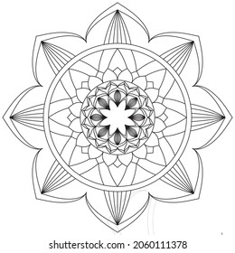 Leaf Flower Petal Coloring Mandala Art Simple Graphic Shape Vector Floral Oriental Outline Vintage Decorative Elements Pattern Illustration Islam Arabic Indian Turkish Mystic Religion Morals Lotus