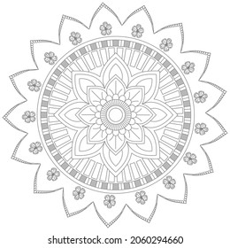 Leaf Flower Petal Coloring Mandala Art Simple Graphic Shape Vector Floral Oriental Outline Vintage Decorative Elements Pattern Illustration Islam Arabic Indian Turkish Mystic Religion Morals Lotus