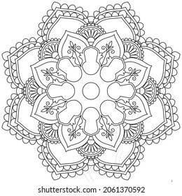 Leaf Flower Petal Coloring Mandala Art Simple Graphic Shape Vector Floral Oriental Outline Vintage Decorative Elements Pattern Illustration Islam Arabic Indian Turkish Mystic Religion Morals Lotus