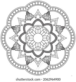 Leaf Flower Petal Coloring Mandala Art Simple Graphic Shape Vector Floral Oriental Outline Vintage Decorative Elements Pattern Illustration Islam Arabic Indian Turkish Mystic Religion Morals Lotus