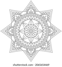 Flor de hoja Color de Petal Mandala Arte Forma gráfica Simple Vector Floral Esquema oriental Elementos decorativos de época Patrón Ilustración Islam Árabe India Turco Mística Religión Morales Lotus