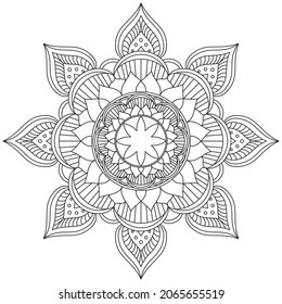 Flor de hoja Color de Petal Mandala Arte Forma gráfica Simple Vector Floral Esquema oriental Elementos decorativos de época Patrón Ilustración Islam Árabe India Turco Mística Religión Morales Lotus