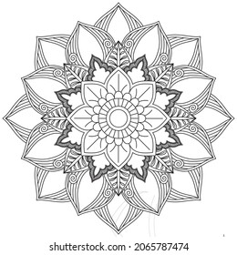 Leaf Flower Petal Coloring Mandala Art Simple Graphic Shape Vector Floral Oriental Outline Vintage Decorative Elements Pattern Illustration Islam Arabic Indian Turkish Mystic Religion Morals Lotus
