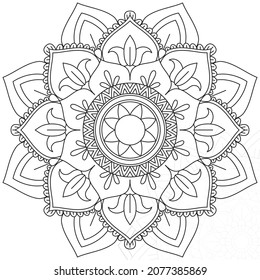 Leaf Flower Petal Coloring Mandala Art Simple Graphic Shape Vector Floral Oriental Outline Vintage Decorative Elements Pattern Illustration Islam Arabic Indian Turkish Mystic Religion Morals Lotus