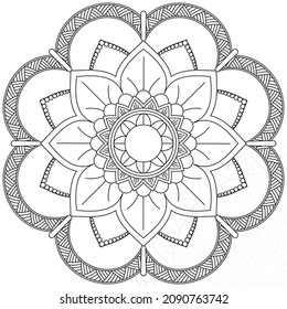 Leaf Flower Petal Coloring Mandala Art Simple Graphic Shape Vector Floral Oriental Outline Vintage Decorative Elements Pattern Illustration Islam Arabic Indian Turkish Mystic Religion Morals Lotus