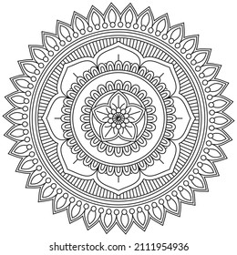 Leaf Flower Petal Coloring Mandala Art Simple Graphic Shape Vector Floral Oriental Outline Vintage Decorative Elements Pattern Illustration Islam Arabic Indian Turkish Mystic Religion Morals Lotus