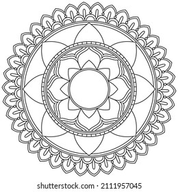 Flor de hoja Color de Petal Mandala Arte Forma gráfica Simple Vector Floral Esquema oriental Elementos decorativos de época Patrón Ilustración Islam Árabe India Turco Mística Religión Morales Lotus