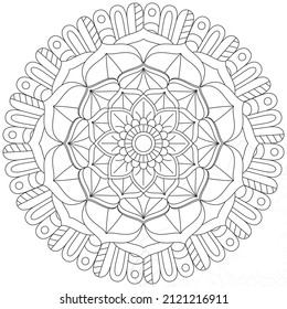 Leaf Flower Petal Coloring Mandala Art Simple Graphic Shape Vector Floral Oriental Outline Vintage Decorative Elements Pattern Illustration Islam Arabic Indian Turkish Mystic Religion Morals Lotus