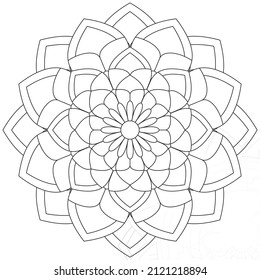 Leaf Flower Petal Coloring Mandala Art Simple Graphic Shape Vector Floral Oriental Outline Vintage Decorative Elements Pattern Illustration Islam Arabic Indian Turkish Mystic Religion Morals Lotus