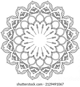 Leaf Flower Petal Coloring Mandala Art Simple Graphic Shape Vector Floral Oriental Outline Vintage Decorative Elements Pattern Illustration Islam Arabic Indian Turkish Mystic Religion Morals Lotus