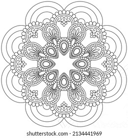 Leaf Flower Petal Coloring Mandala Art Simple Graphic Shape Vector Floral Oriental Outline Vintage Decorative Elements Pattern Illustration Islam Arabic Indian Turkish Mystic Religion Morals Lotus