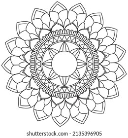 Leaf Flower Petal Coloring Mandala Art Simple Graphic Shape Vector Floral Oriental Outline Vintage Decorative Elements Pattern Illustration Islam Arabic Indian Turkish Mystic Religion Morals Lotus