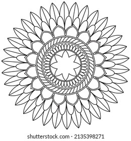 Leaf Blume Petal Farbe Mandala Kunst einfache grafische Form Vektorflorale Orientale Outline Vintage Dekorative Elemente Muster Illustration Islam Arabische indische türkische Religion Morals Lotus