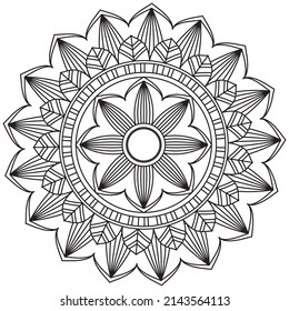 Leaf Flower Petal Coloring Mandala Art Simple Graphic Shape Vector Floral Oriental Outline Vintage Decorative Elements Pattern Illustration Islam Arabic Indian Turkish Mystic Religion Morals Lotus