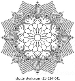 Leaf Flower Petal Coloring Mandala Art Simple Graphic Shape Vector Floral Oriental Outline Vintage Decorative Elements Pattern Illustration Islam Arabic Indian Turkish Mystic Religion Morals Lotus