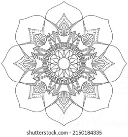Flor de hoja Color de Petal Mandala Arte Forma gráfica Simple Vector Floral Esquema oriental Elementos decorativos de época Patrón Ilustración Islam Árabe India Turco Mística Religión Morales Lotus