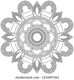 Leaf Flower Petal Coloring Mandala Art Simple Graphic Shape Vector Floral Oriental Outline Vintage Decorative Elements Pattern Illustration Islam Arabic Indian Turkish Mystic Religion Morals Lotus